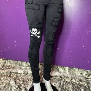 Vintage TRIPP NYC low rise stretch skinny patch skull pants